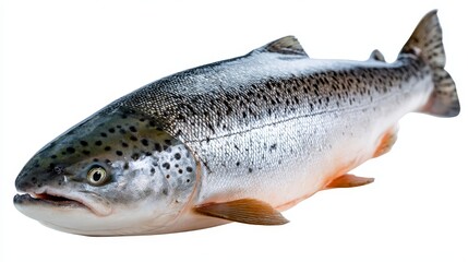 Fototapeta premium Fresh whole salmon isolated on white background