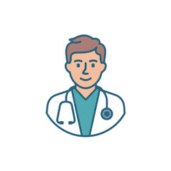 Fototapeta premium Friendly Male Doctor Illustration Promoting Healthcare and Medicine Concepts Professional Medical Expertise Cartoon
