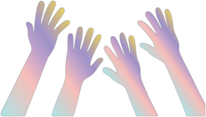 Gradient Hands Raised Illustration
