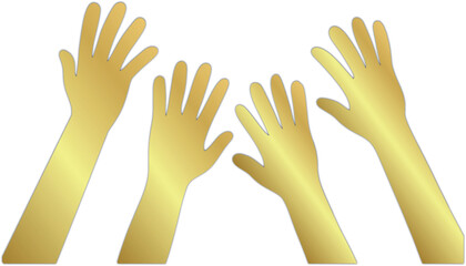 Gold Hands Raised Up 