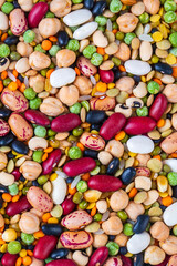 Legumes, a set consisting of different types of beans, lentils and peas