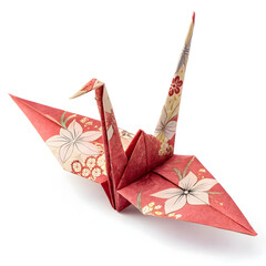 origami paper crane isolated on white