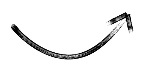  Hand-Drawn Arched Arrow Pointing Up Right, Artistic Brush Stroke Doodle