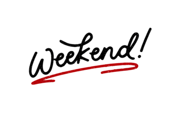 Weekend handwritten word isolated on transparent background, concept of holiday, vacation and relax