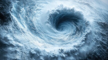 Fototapeta premium Powerful Ocean Vortex, Turbulent Water, Stormy Seas, Dramatic Sky