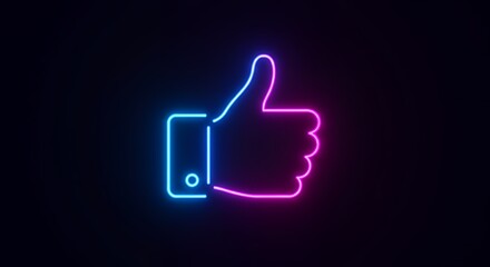 Neon thumbs up symbol
