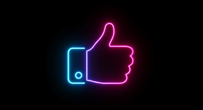 Neon thumbs up icon