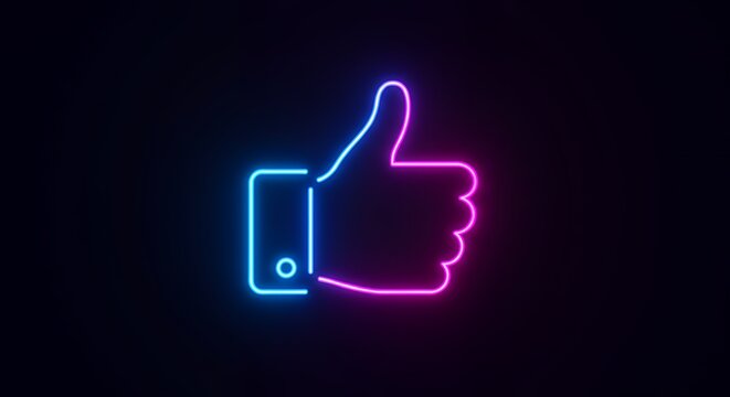 Neon thumbs up symbol - Powered by Adobe