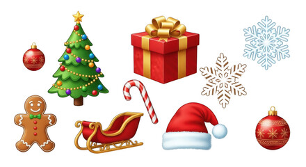 3d collection of christmas icons festive ornaments and decorations