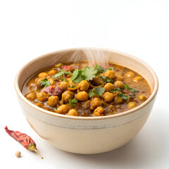 Hearty kala chana curry served in a bowl, featuring black chickpeas simmered in a spiced tomato