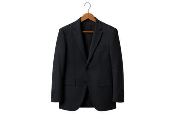black suit on hangers