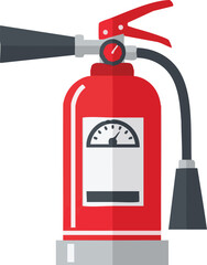 Illustration Vector of Fire Extinguisher with Gauge and Hose in Modern Style