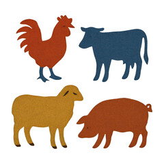 Fototapeta premium PNG Colorful farm animal silhouettes
