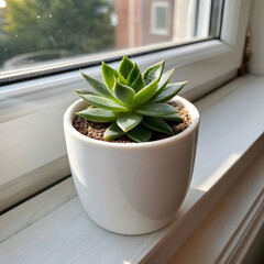 small succulent plant in white ceramic pot