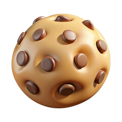 Fototapeta premium Round baked confection with embedded chocolate pieces isolated on a transparent background cookie