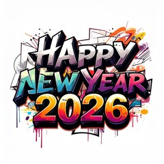 Modern and elegant Happy New Year 2026 typography design. Luxurious golden 3D numbers with a clean minimalist background.