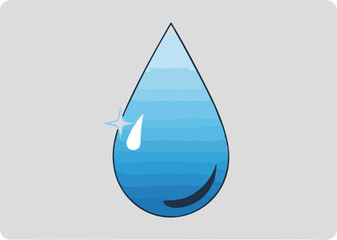 Water Drop Vector Illustration with Clean Sparkle Minimalist Design in Blue Tones