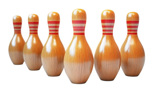 Bowling Pins Ready for Action  isolated on a Transparent or white Background