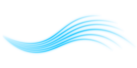 Blue neon glowing transparent airflow wind stream wave effect winter air flow waves light design isolated PNG background abstract glow beam energy pattern