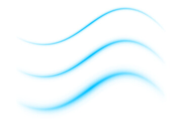 Blue neon glowing transparent airflow wind stream wave effect winter air flow waves light design isolated PNG background abstract glow beam energy pattern