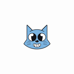 Funny Smiling Cat Face Icon in Cartoon with Big Eyes, Cute Animal, Kitty Character Vector for Children’s Books, Toys, Logo Design, Stickers, Mascot, Games, Comics, Educational Apps nd Playful Branding