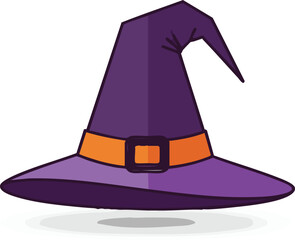 Halloween Vector Illustration of a Witch Hat with Belt Orange Purple Vector Editable Vector Illustration