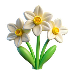 Naklejka premium 3d daffodils isolated on transparent background