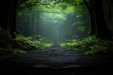 Fototapeta premium Front Facing Photo of a Mysterious Alien Style Forest