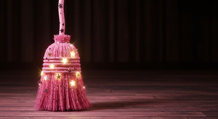 Pink broomstick with lights