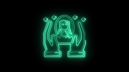 Caregiver Support Icon Animation with Glowing Lines on Black Background