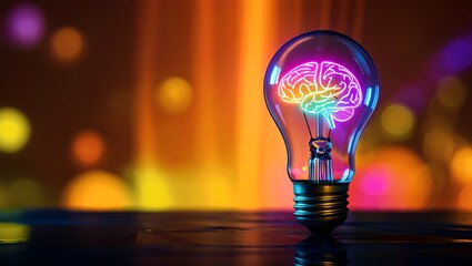 A light bulb with a brain inside it