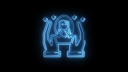 Caregiver Support Icon Animation with Glowing Lines on Black Background
