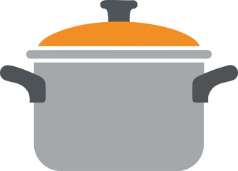 Illustration Pot Vector with Lid Simple Design Silver and Orange Cooking Item