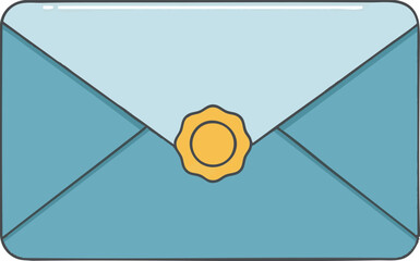 Illustration Envelope Vector with Round Seal Light Blue Design