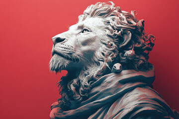 A Minimalist Drawing Depicting Pilgrim with Lion and Snake Anatomy