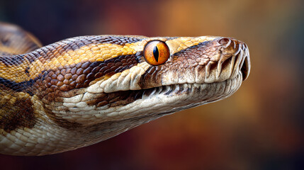 Fototapeta premium Close-up of a crocodile with piercing yellow-orange eye