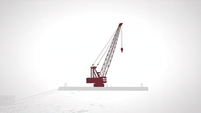 Industrial Crane Silhouette: An illustrated shot showcasing a large construction crane with its tall jib and heavy-duty components against a minimalist backdrop.