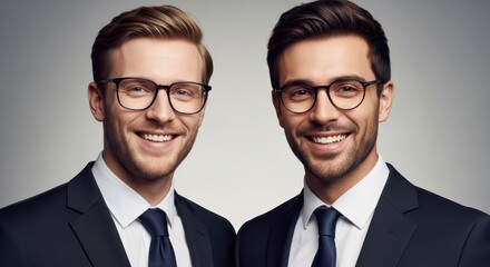 Two Smiling Businessmen in Suits - Portrait