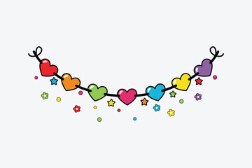 Colorful heart bunting festive decoration vector illustration