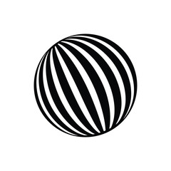 A striped 3d ball silhouette vector art illustration