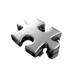 Obraz premium Shiny Metal Puzzle Piece Icon Represents Solutions and Challenges in Abstract Concept