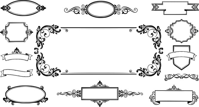 Monochrome simple horizontal frame. Decorative vintage frames isolated. Art design border labels frames and labels
