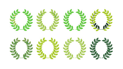 Green laurel wreath vector illustration set for decoration design element victory and success concept 100