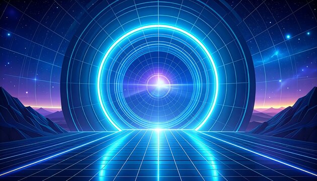 Retro Futuristic Portal Landscape