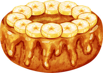 watercolor banana caramel cake