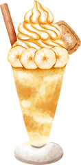 watercolor banana ice cream