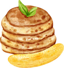 watercolor banana pancake