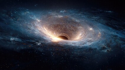 A swirling galaxy with a black hole