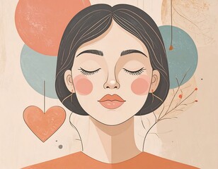 Calm woman, pastel colors