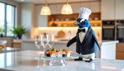 Penguin Chef Serves Gourmet Sushi